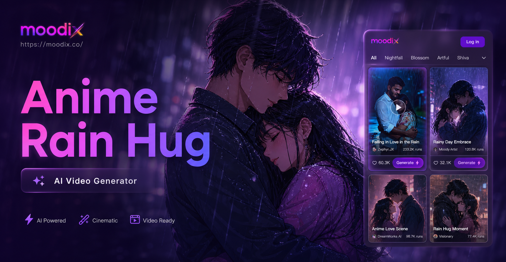 Create Anime Rain Hug Videos with AI