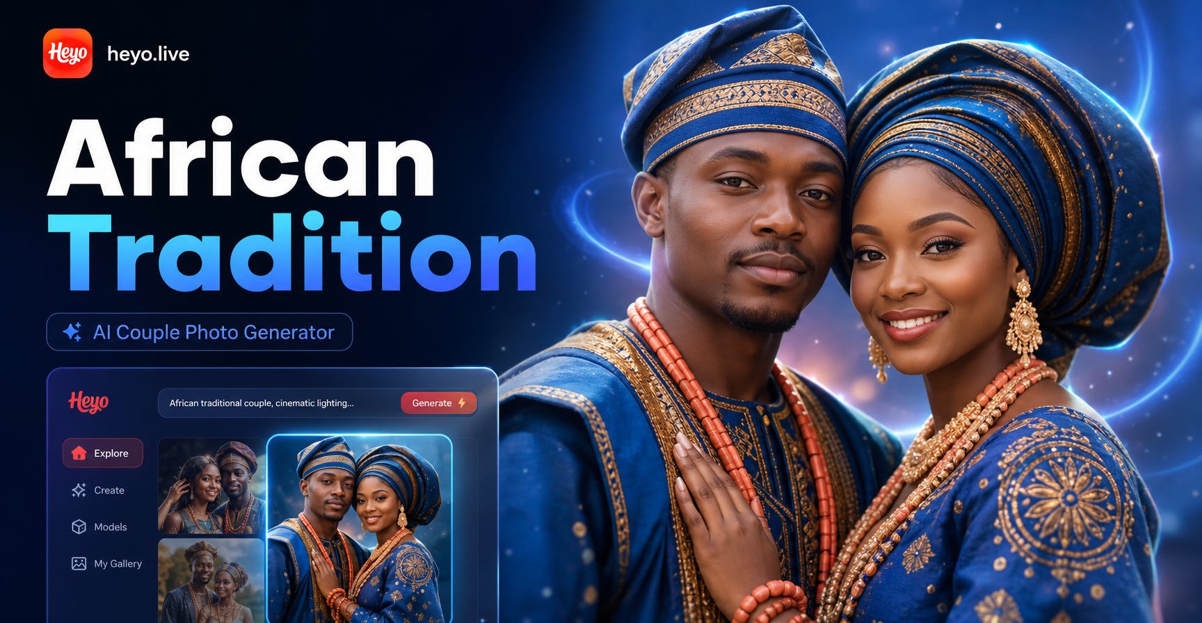 AI generated African traditional couple portrait