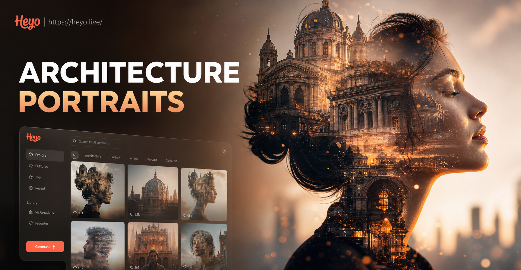 Double Exposure Architecture Portrait Creator | AI Art Tool
