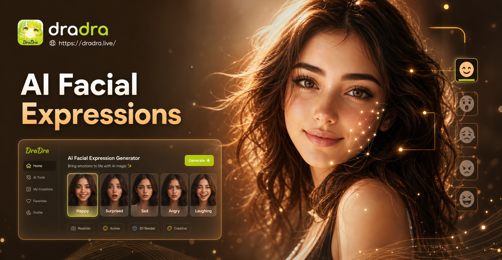 AI changing facial expression from neutral to smiling
