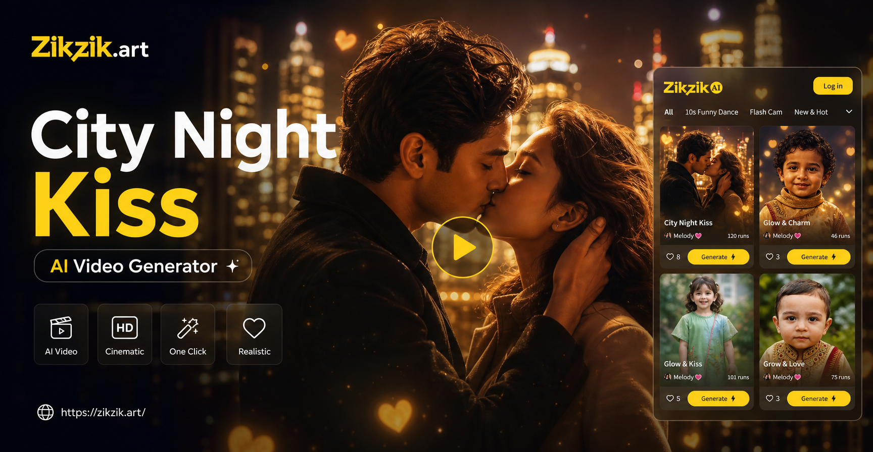 Create Viral City Night Kiss Videos with AI Magic