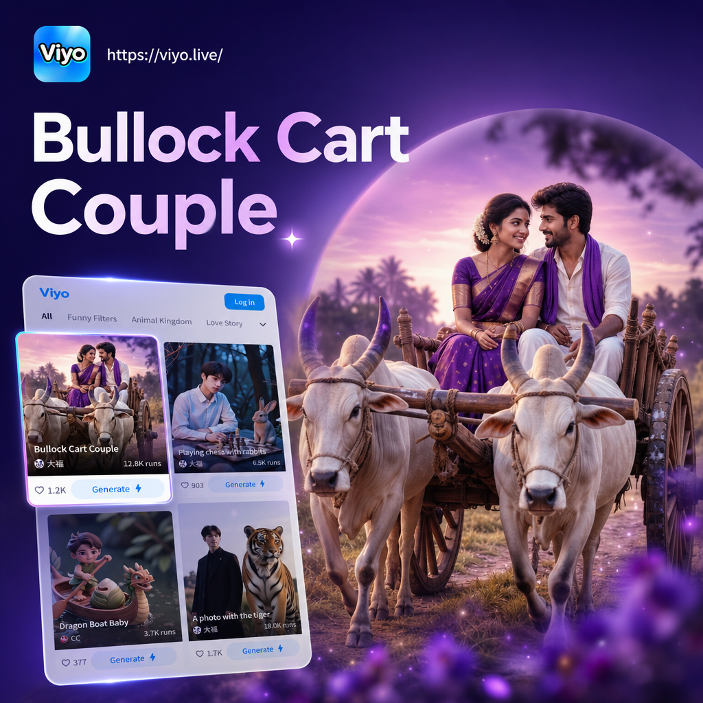 Vintage bullock cart couple photo generator result