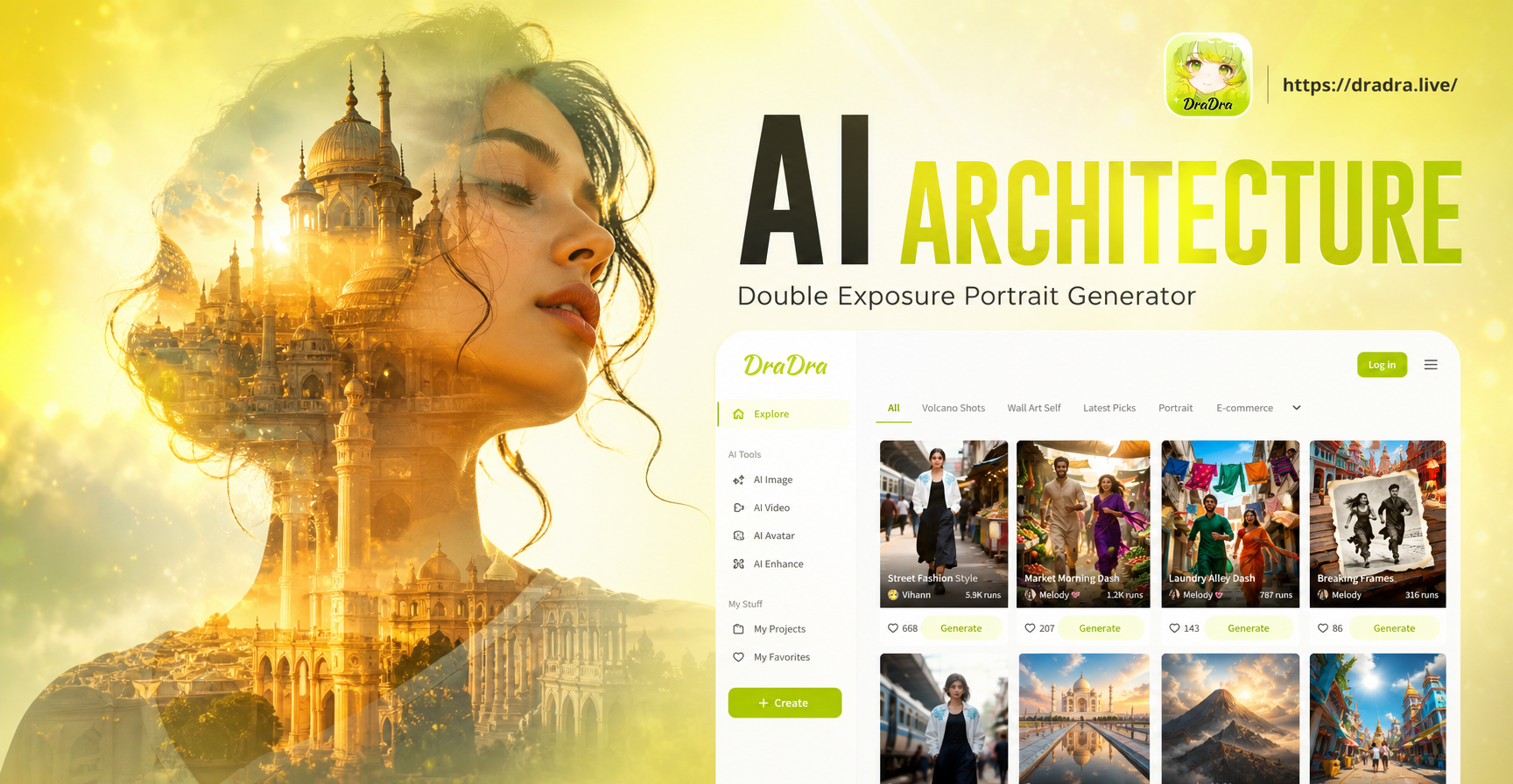 Merge Architecture & Portraits: AI Double Exposure Creator