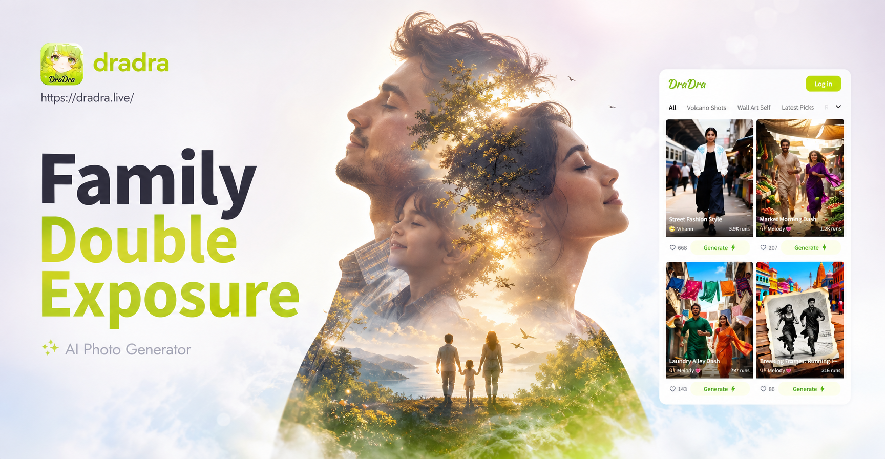 Create Unique Double Exposure Family Portraits