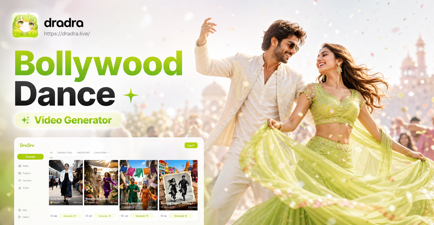 Bollywood dance couple generator example