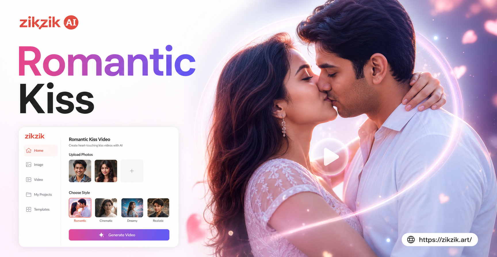 Create Romantic Couple Kiss Videos with AI