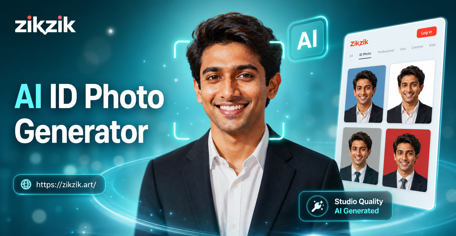 AI ID Photo Generator before and after example
