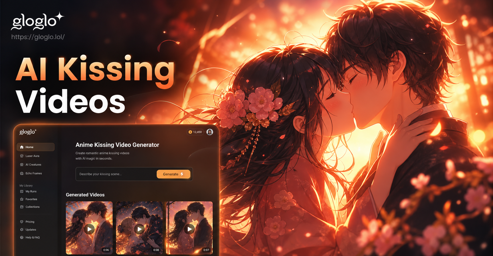 AI anime kissing video generator example