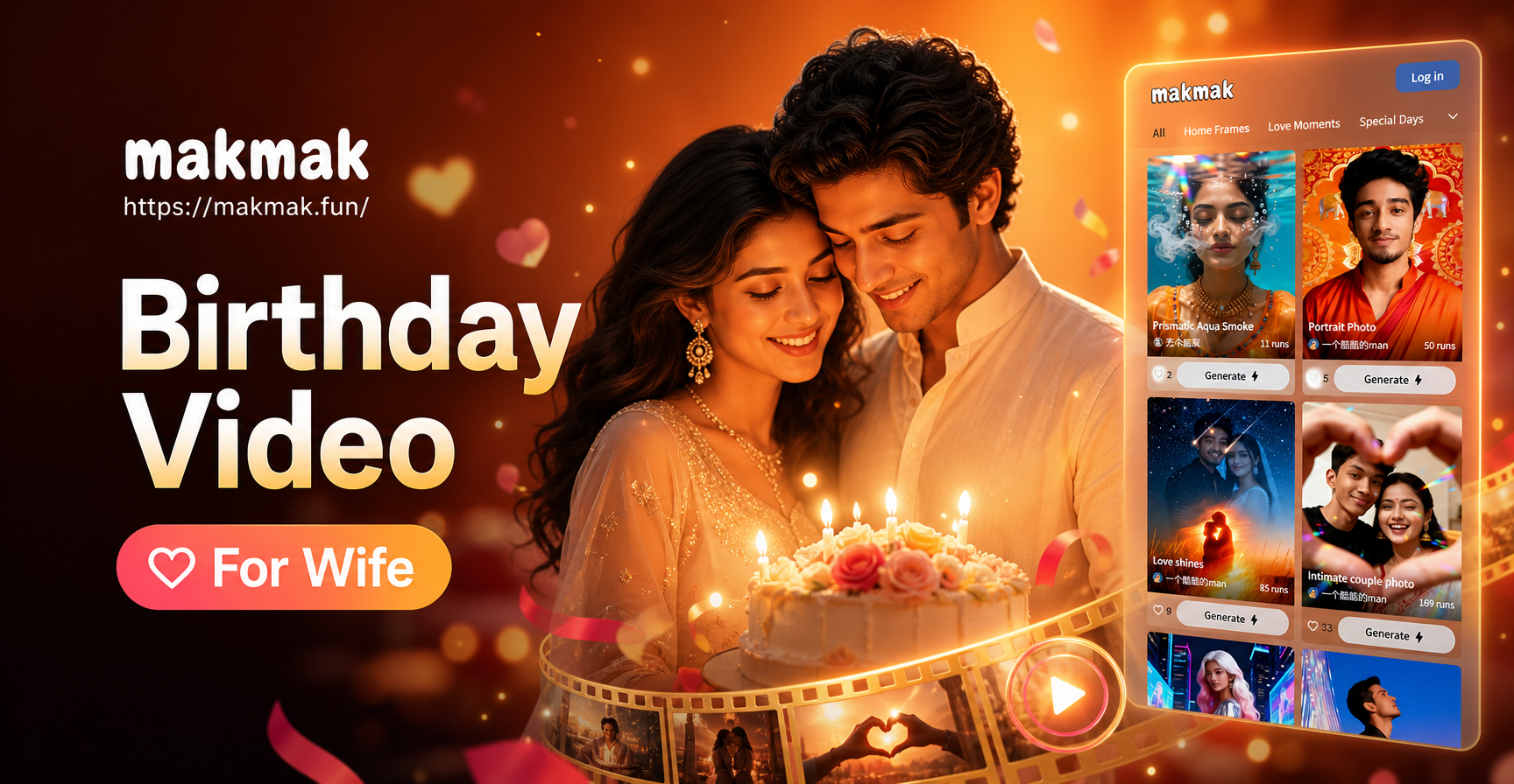 AI generated romantic birthday video for wife