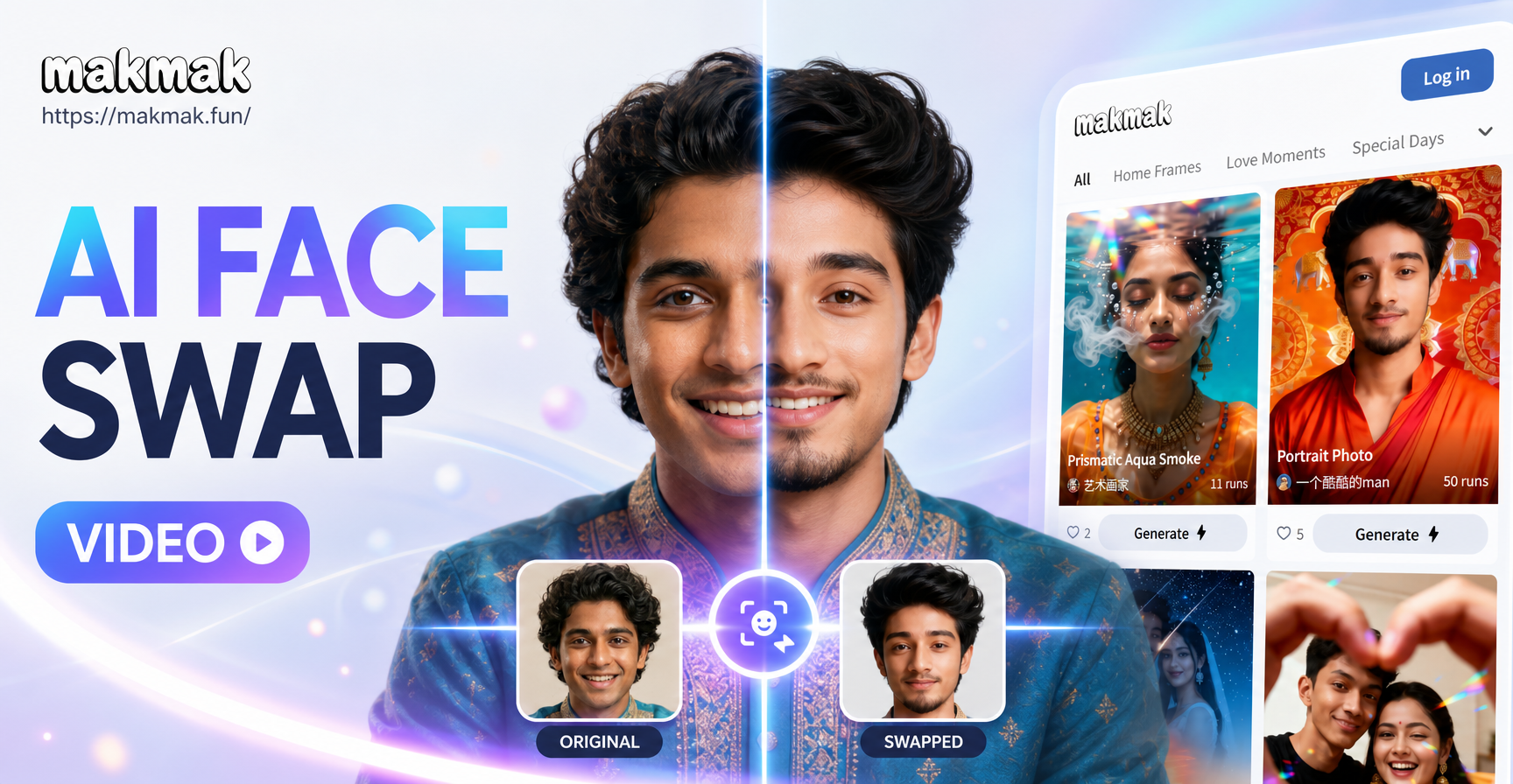 AI face swap video example before and after result