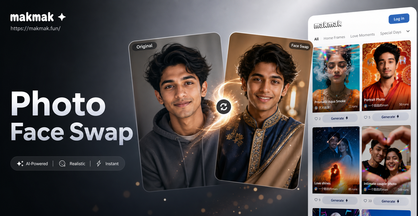 AI photo face swap before and after