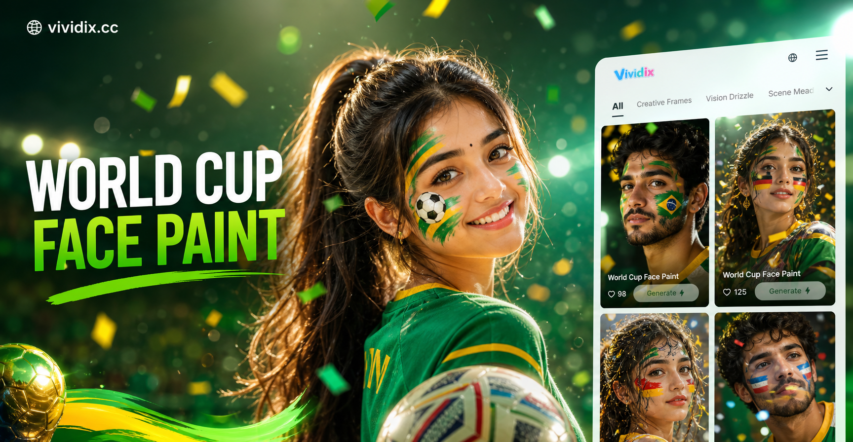 World Cup face paint designs AI generation example