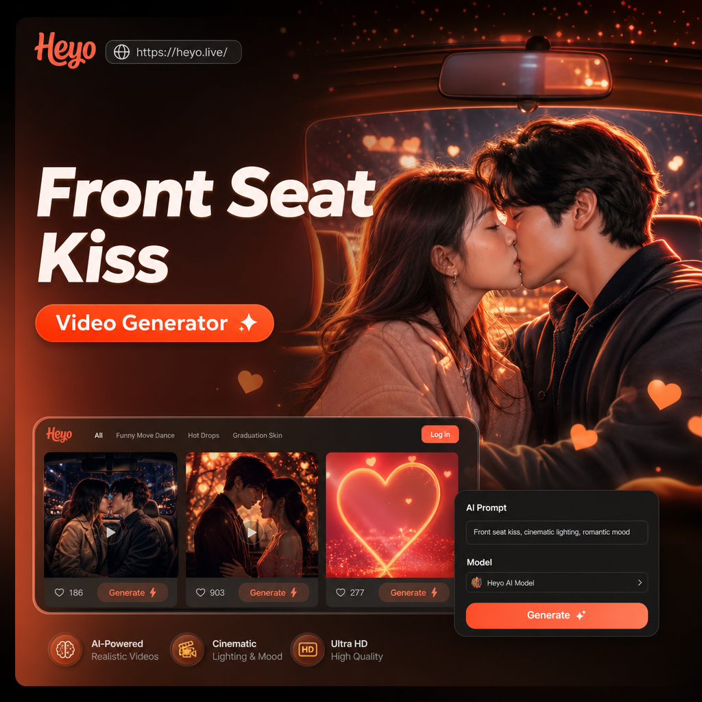 AI generated front seat kiss video example