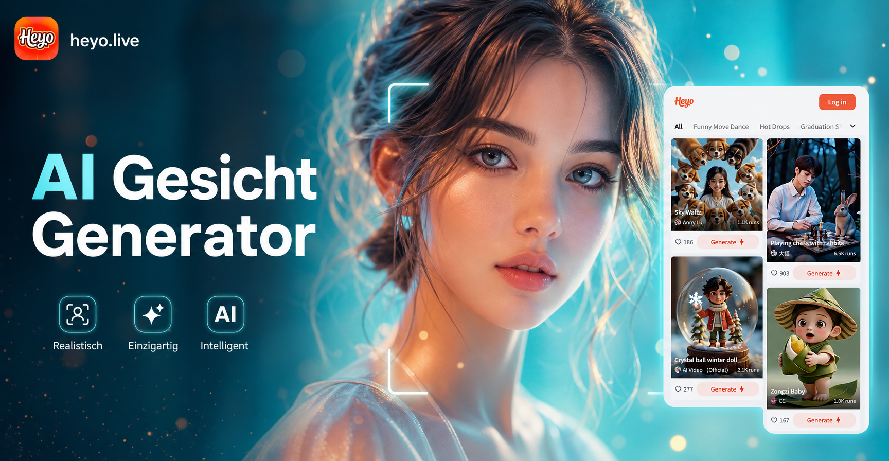 AI Gesicht Generator showcasing diverse photorealistic faces