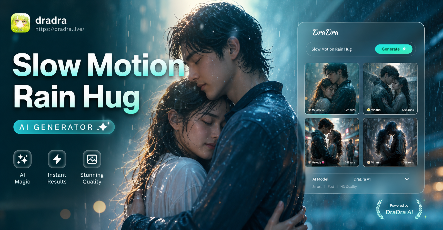 Create Dramatic Slow Motion Rain Hug Videos