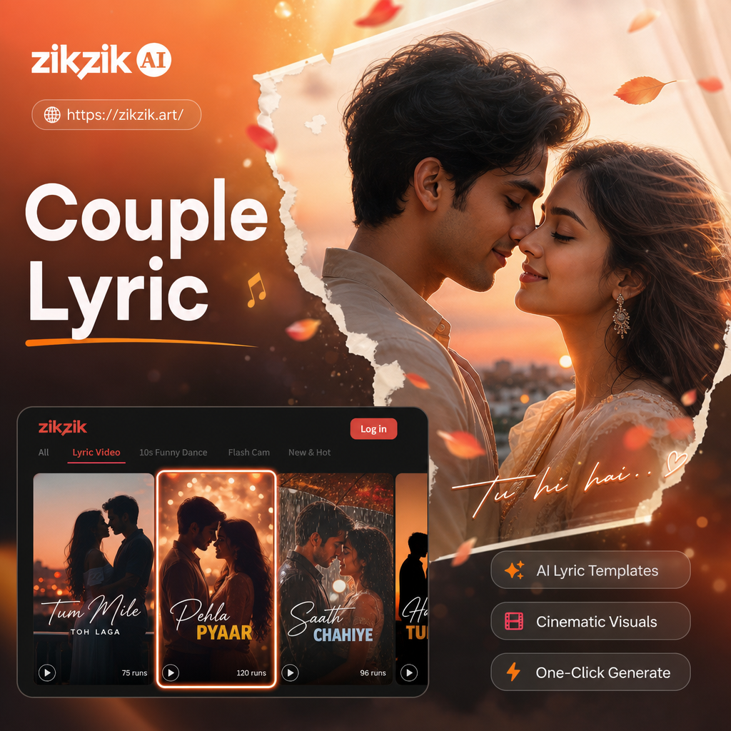Couple lyric video with soft romantic filter