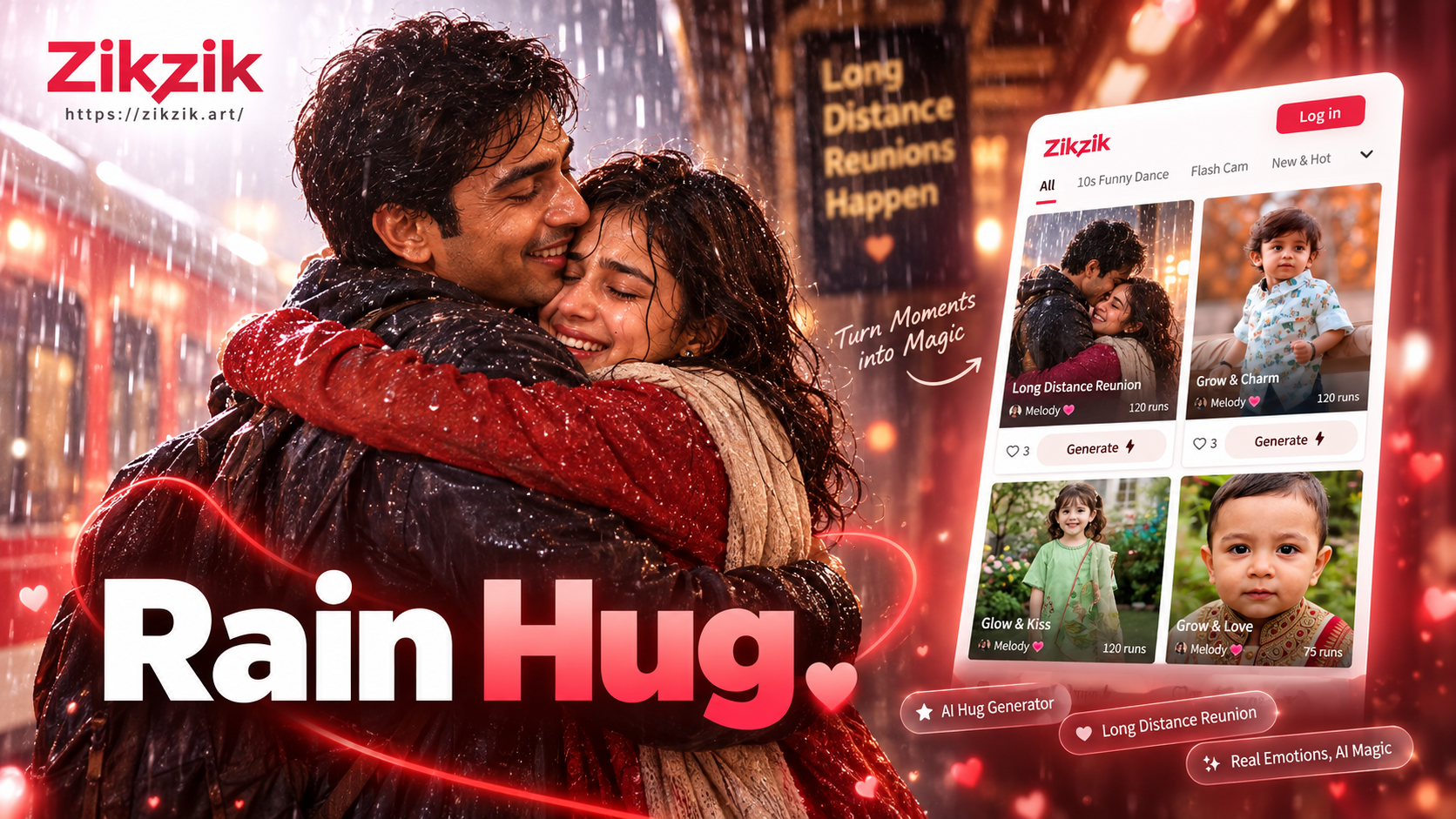 Long Distance Reunion Rain Hug Generator: End Distance Virtually