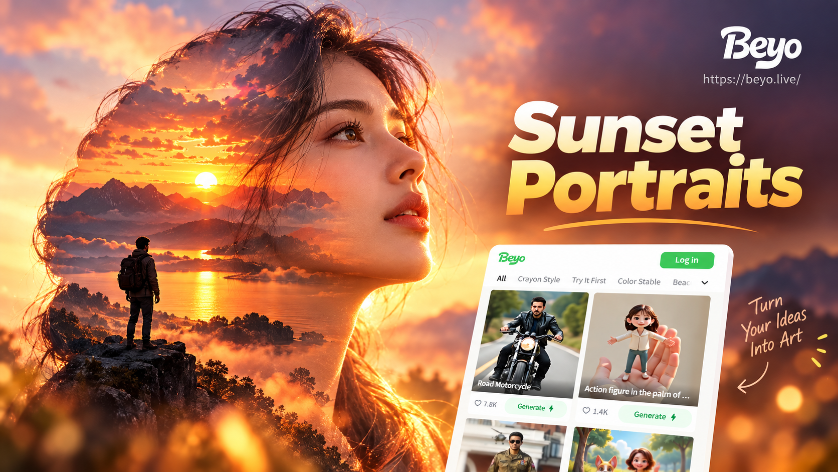 Crea Impresionantes Retratos de Doble Exposición con Cielos de Atardecer