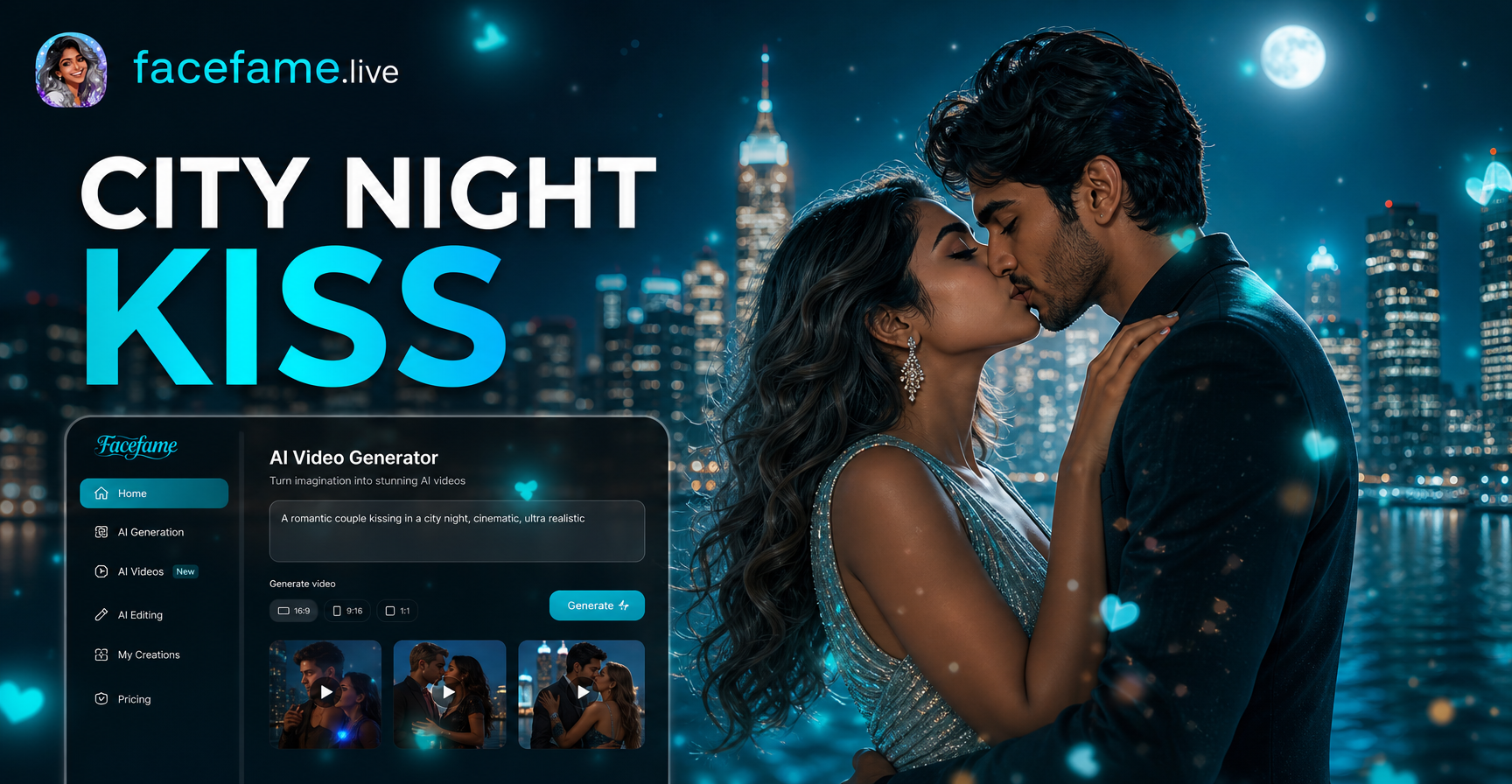 Buat Video Ciuman Kota Malam dengan Efek AI