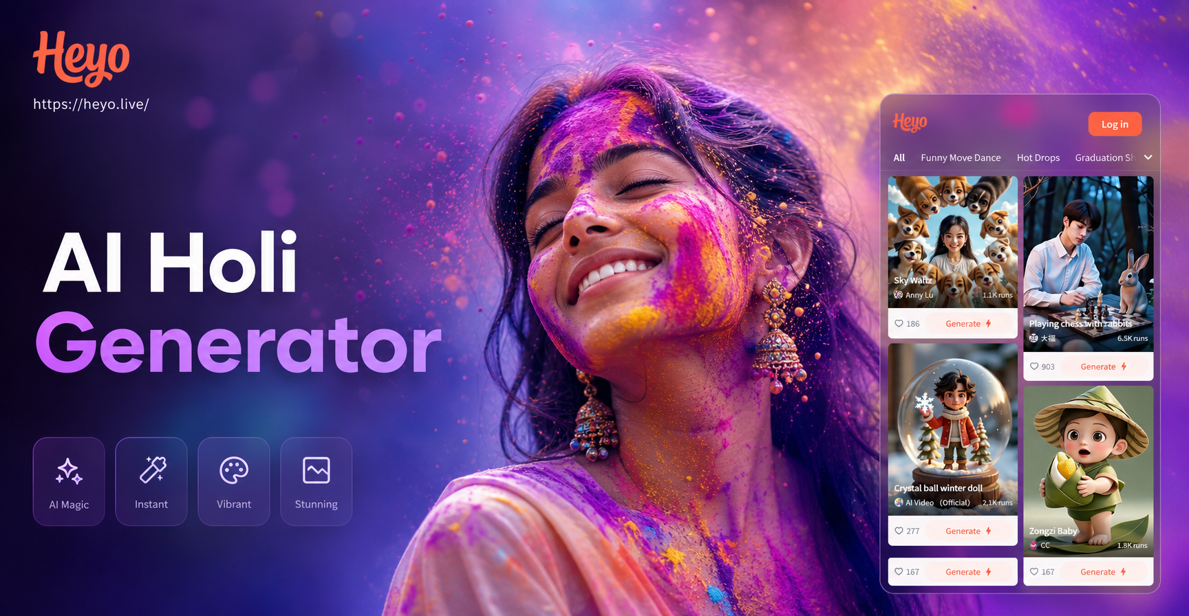 AI Holi Photo Generator vibrant digital colors