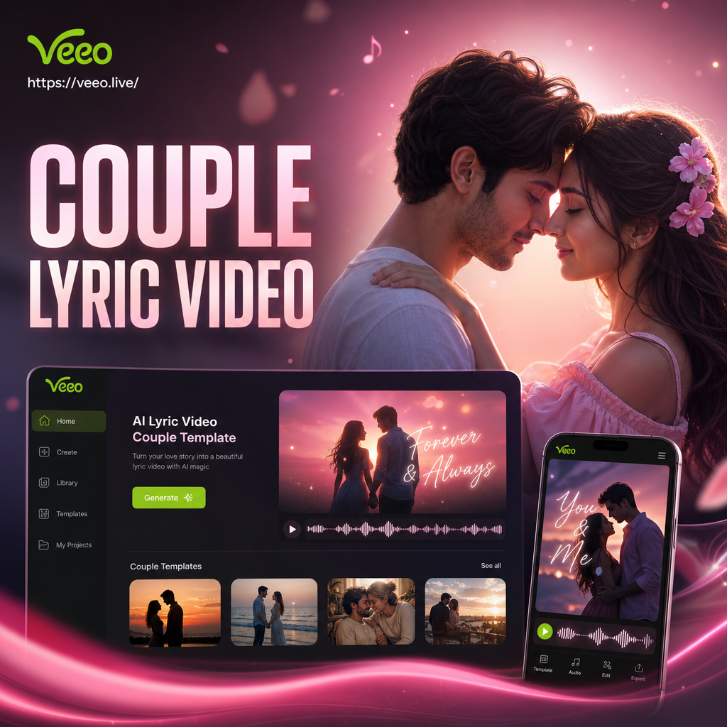 Plantilla de vídeo de letras para parejas, escena romántica