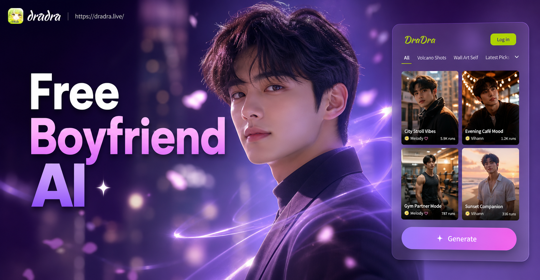 Free Boyfriend AI character generation showcase