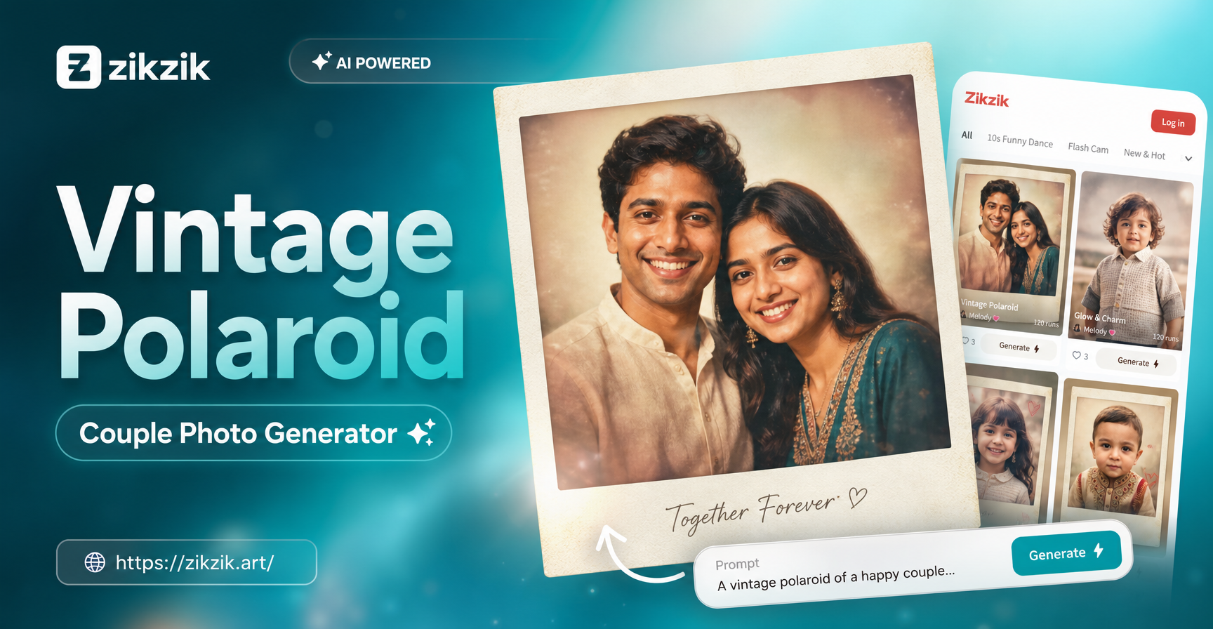Create Timeless Vintage Polaroid Couple Photos Instantly