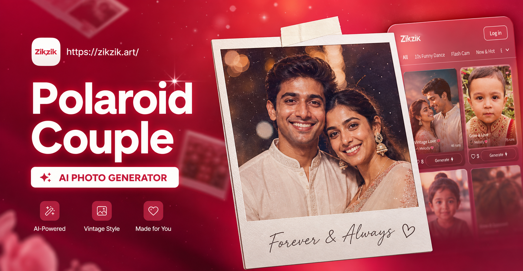 Vintage Polaroid couple photo generator showcase