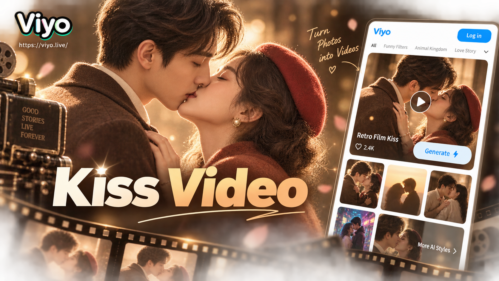 Add Retro Kiss Scenes to Any Video Effortlessly