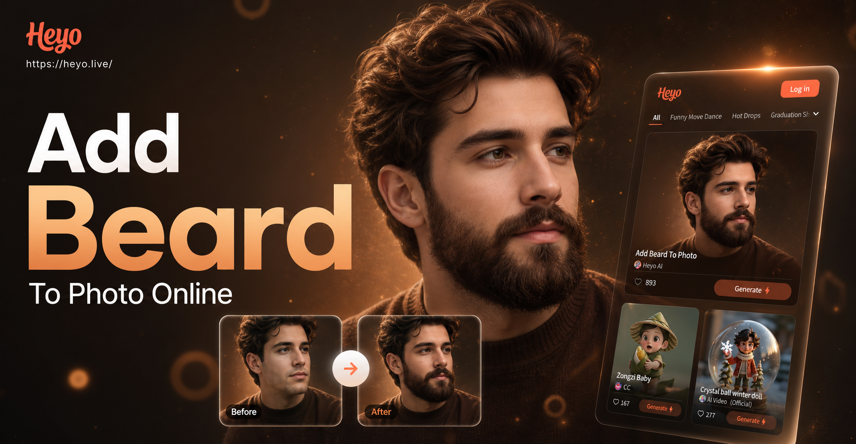 AI beard style transformation before and after comparison