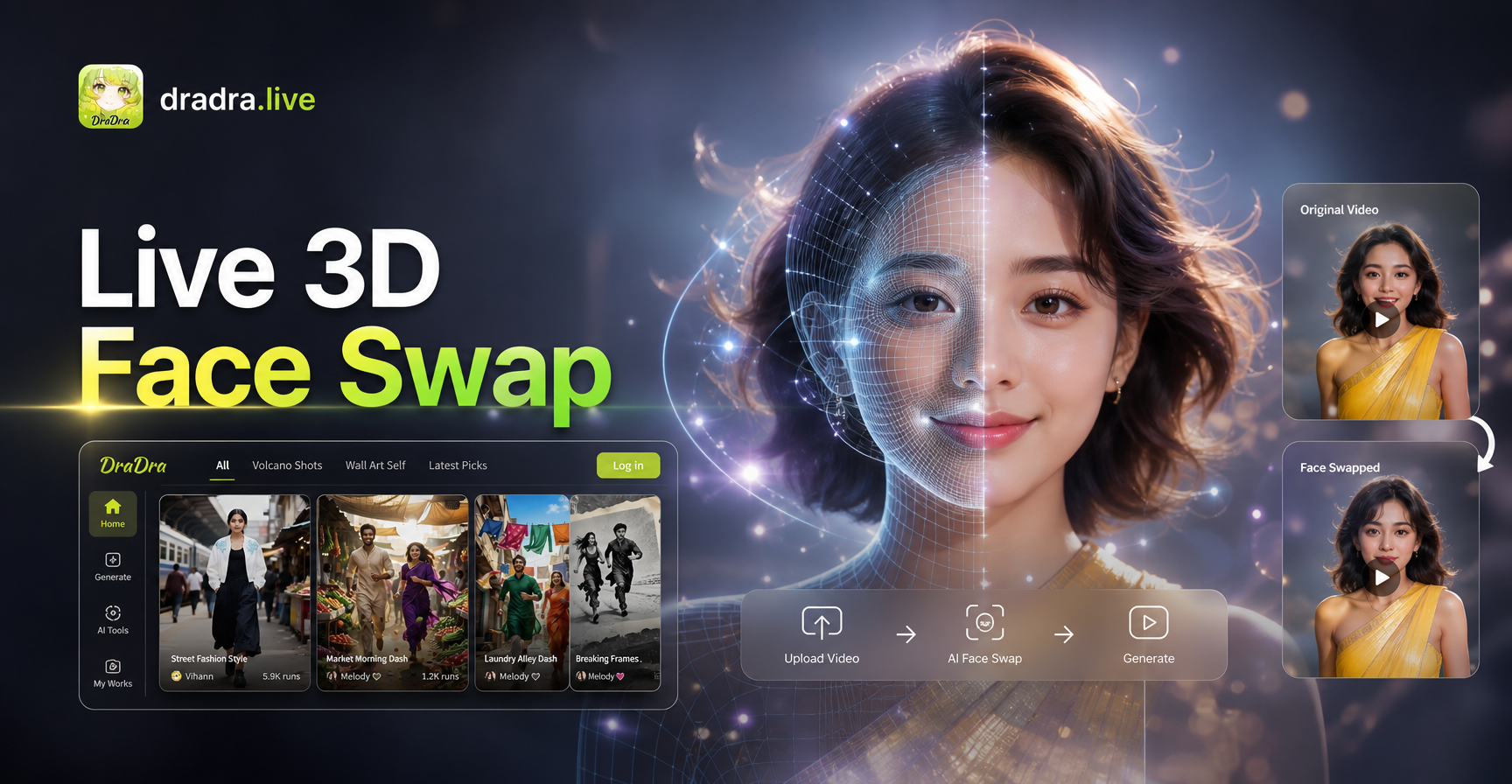 live 3d video face swap demo
