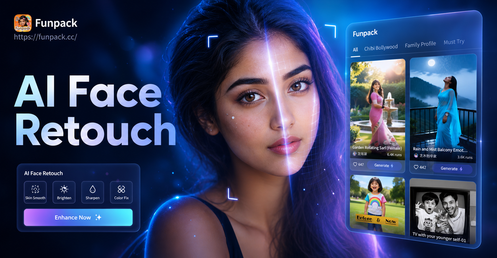 AI Face Retouch: сглаживание кожи до и после