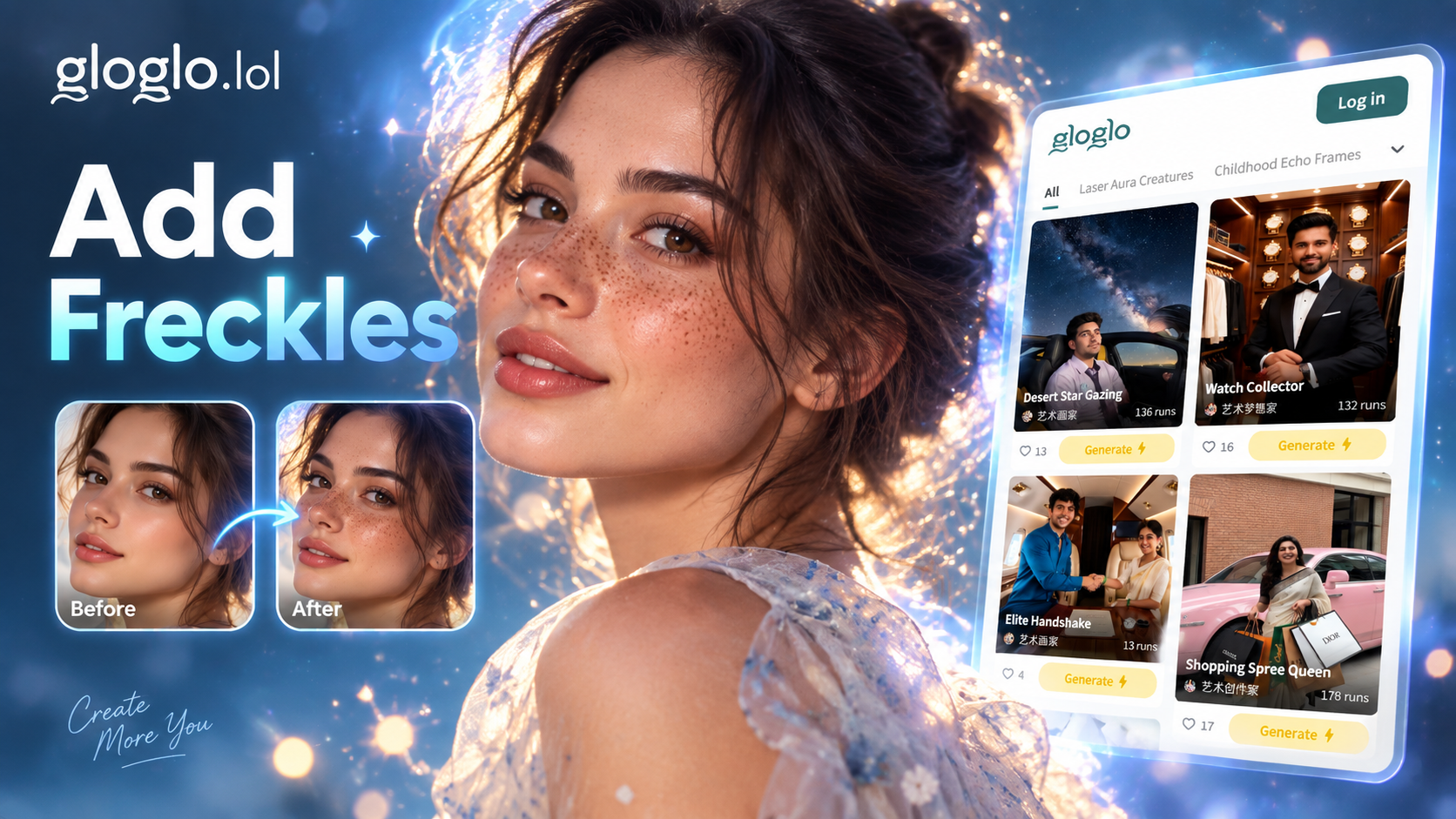 Add realistic freckles to a photo with AI