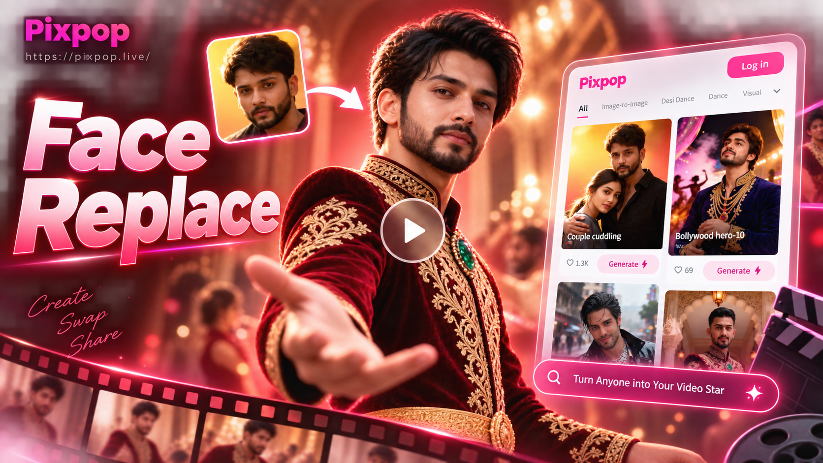AI face swap video transformation example