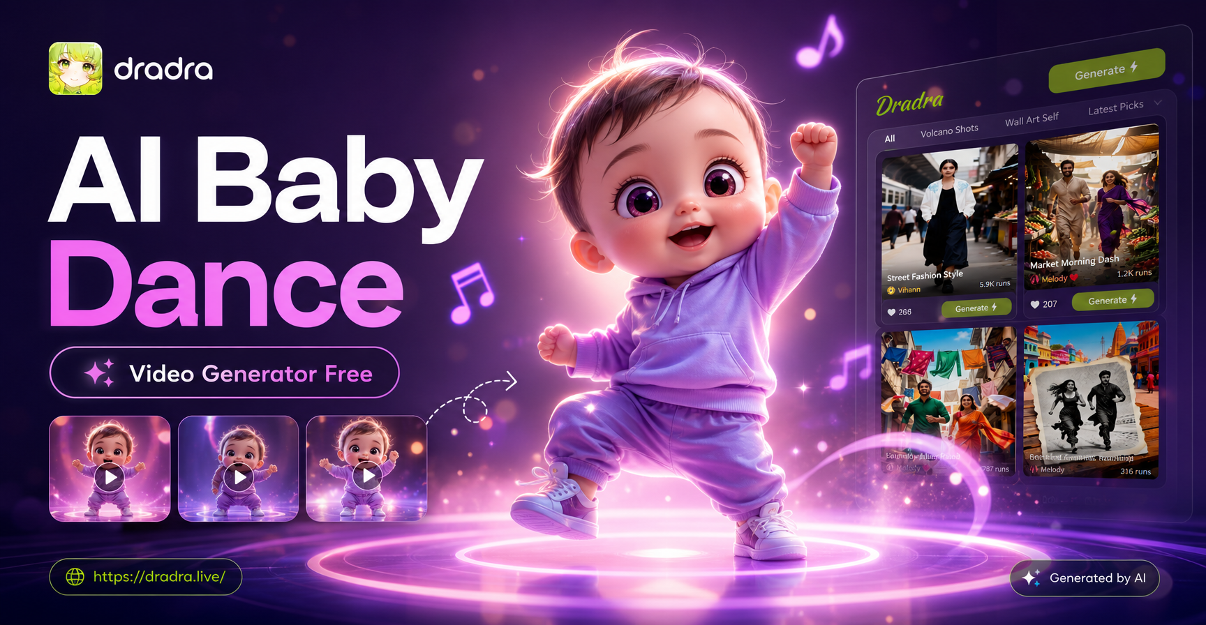 AI generated baby dance video example