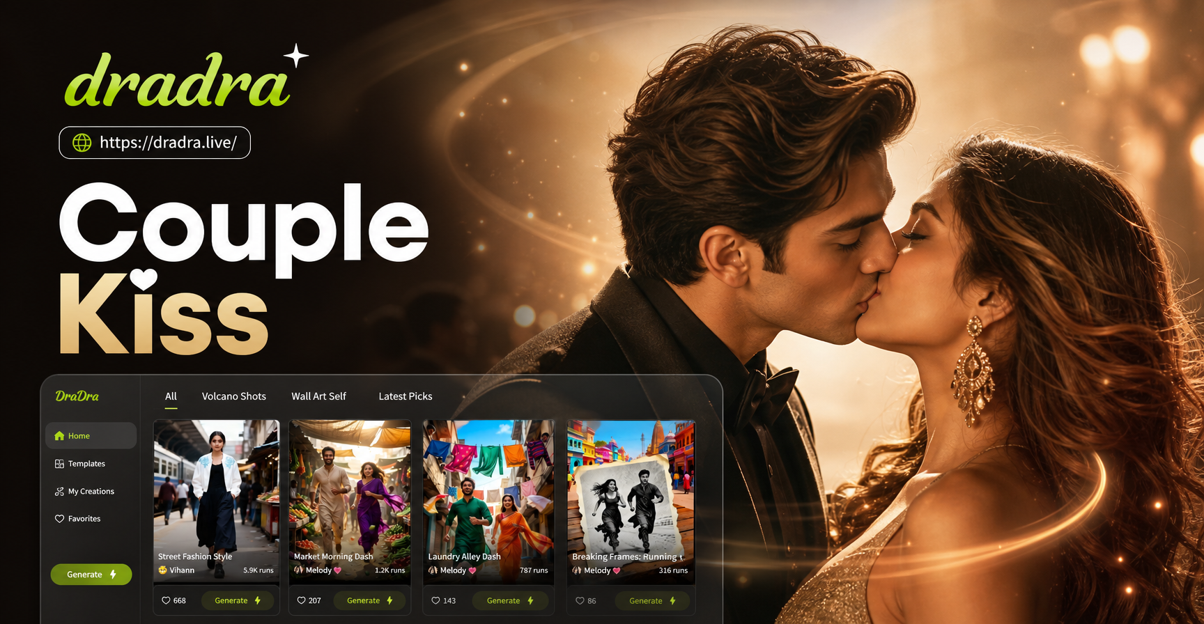 Celebrity Style Couple Kiss Generator | Viral AI Effect