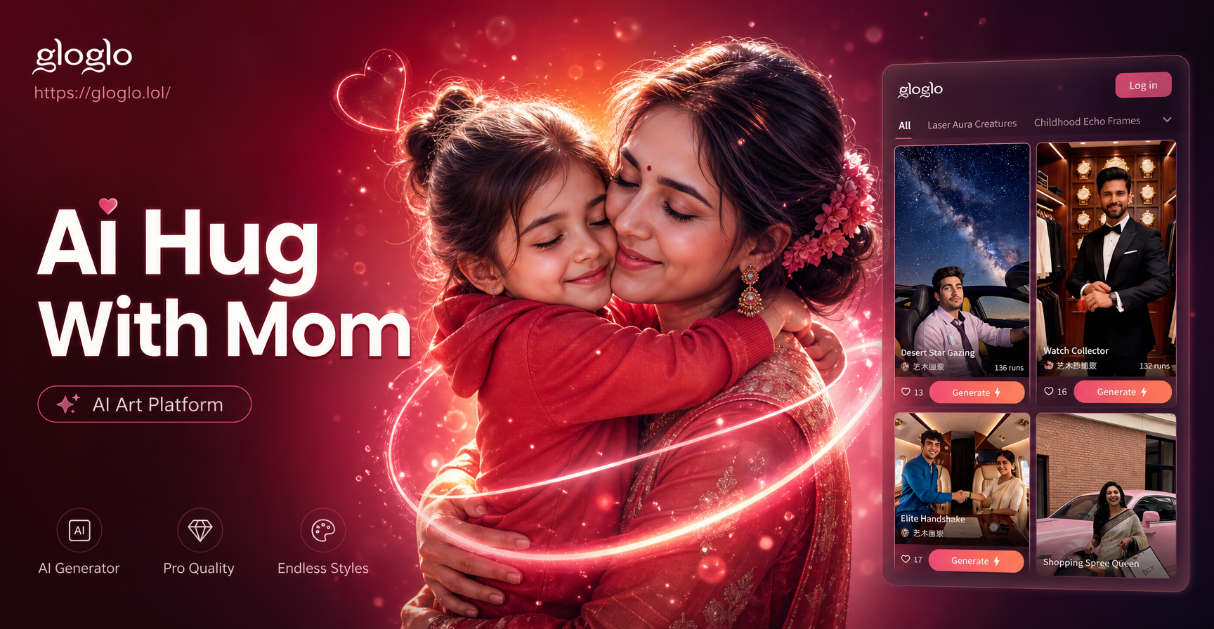 AI generated video of a daughter hugging her mother