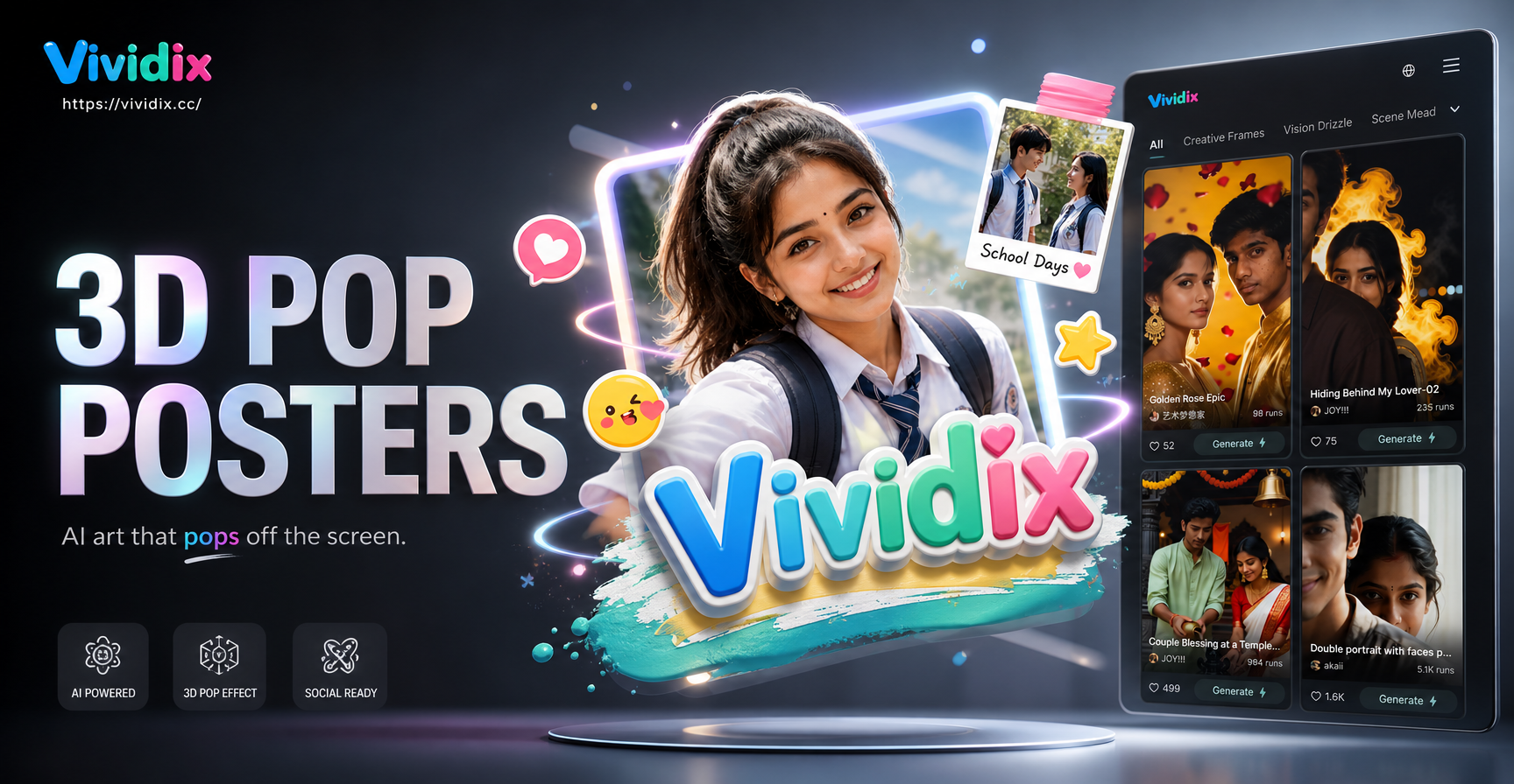 AI 3D pop out social media poster generator example