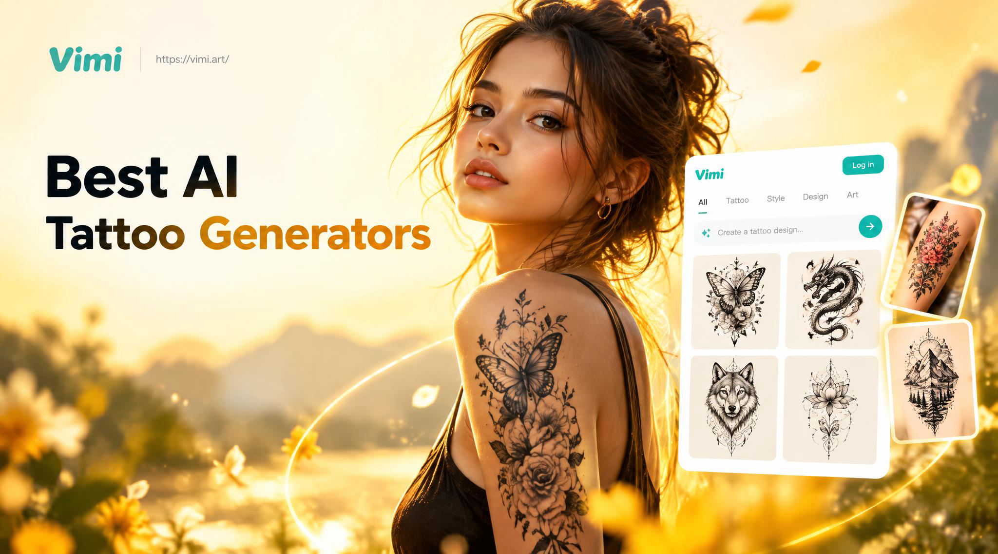Diseños de tatuajes generados por IA en una pantalla de tableta