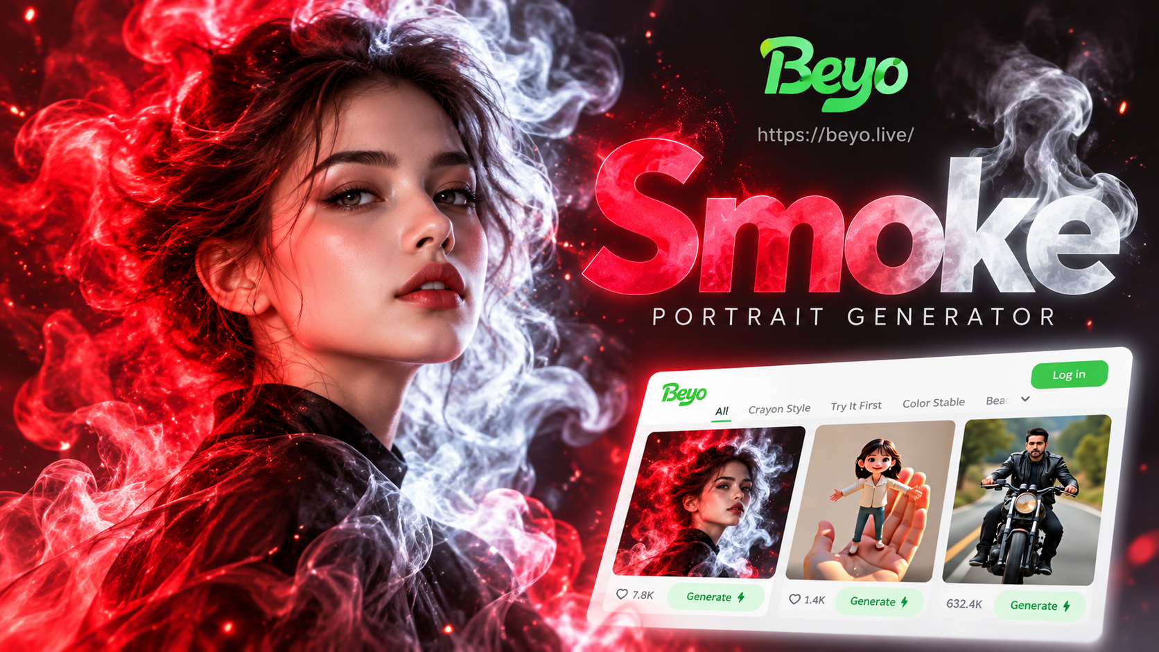 Crea impresionantes retratos de humo de doble color con IA