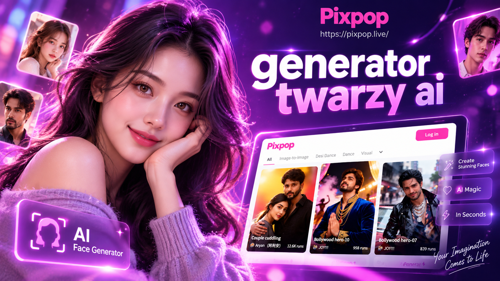 Generator Twarzy AI w akcji pokazujący realistyczny portret
