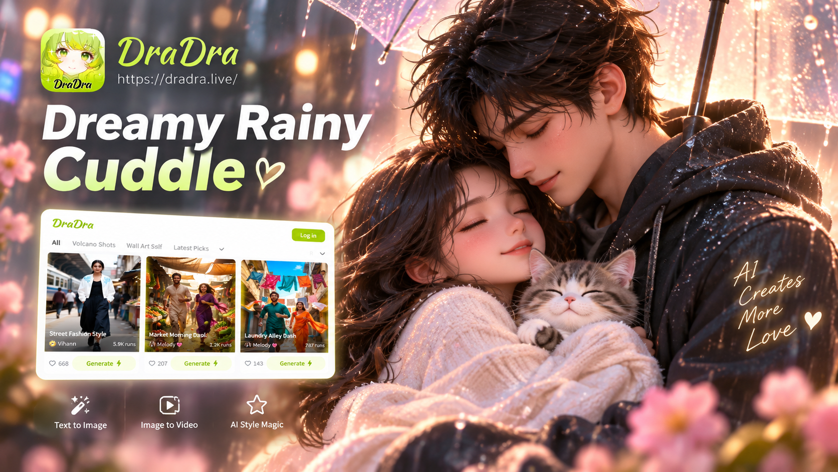 Create Dreamy Rainy Cuddle Animation Videos in Seconds