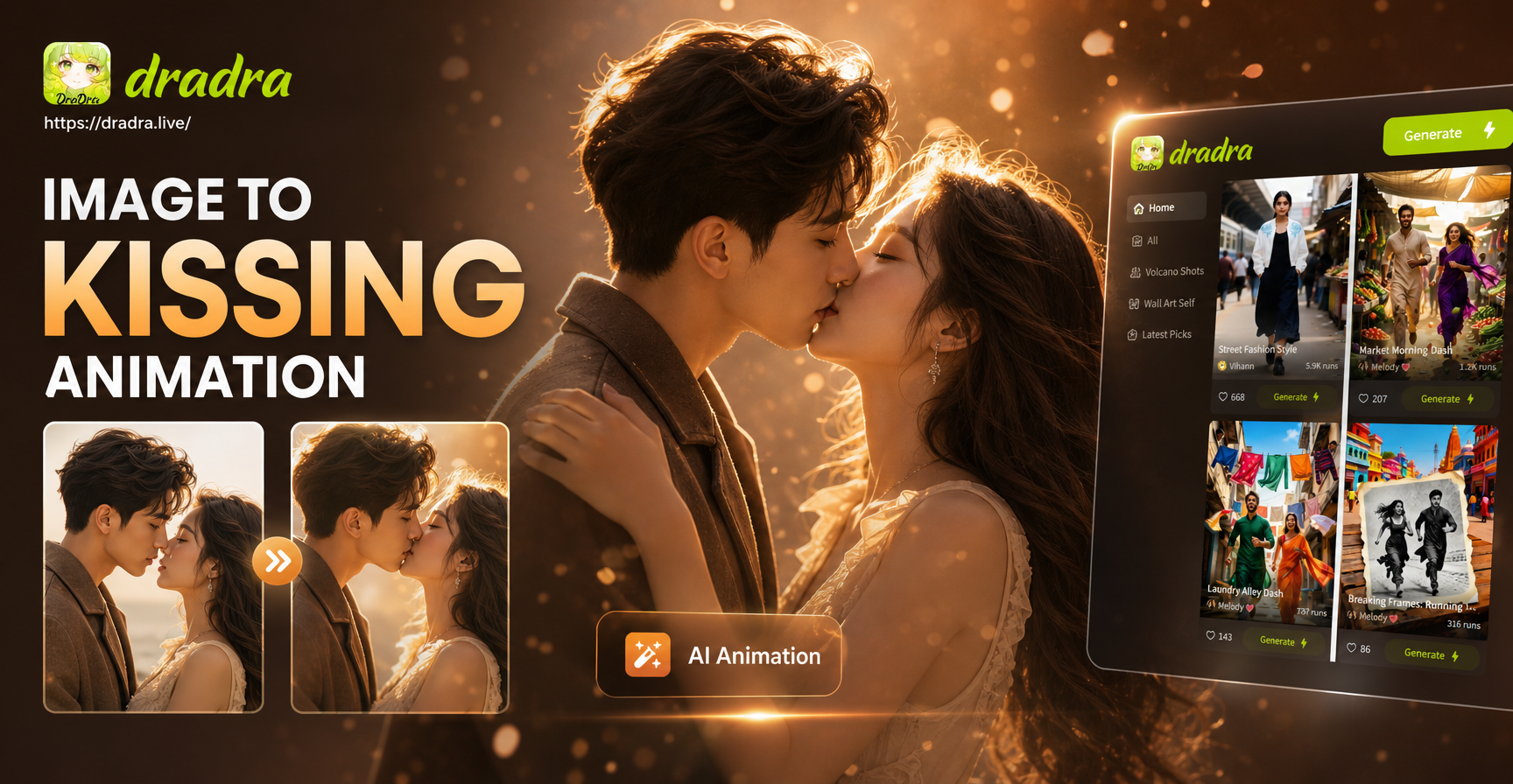Turn Photos into Kiss Animations with AI Magic