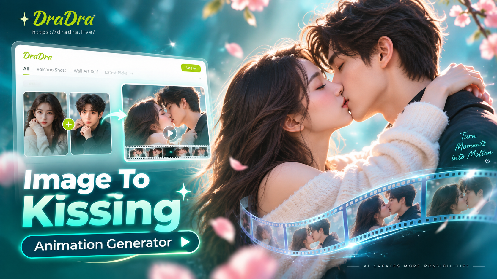 AI kissing animation example from photo