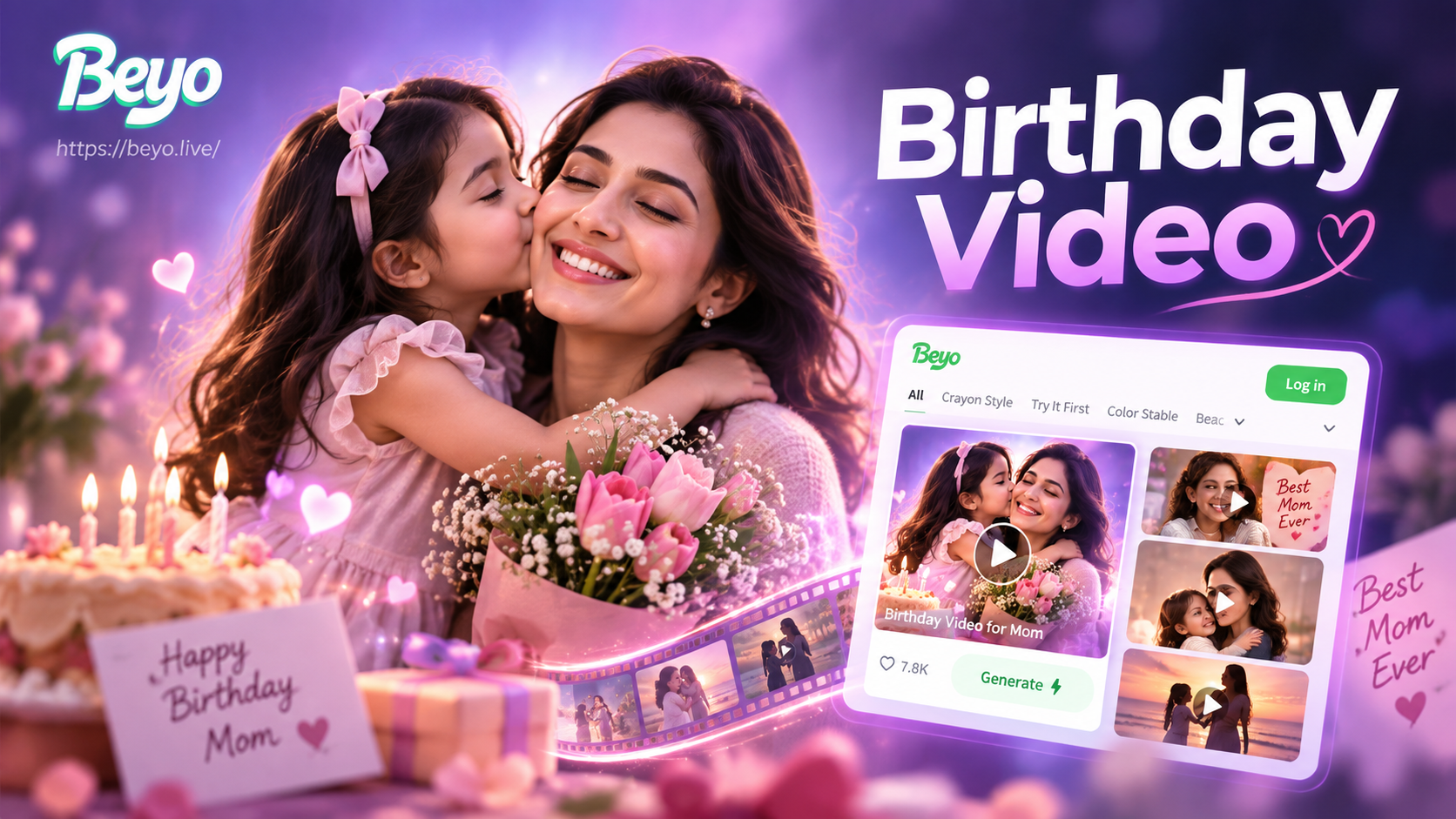 Crea un conmovedor vídeo de cumpleaños para Mamá con IA
