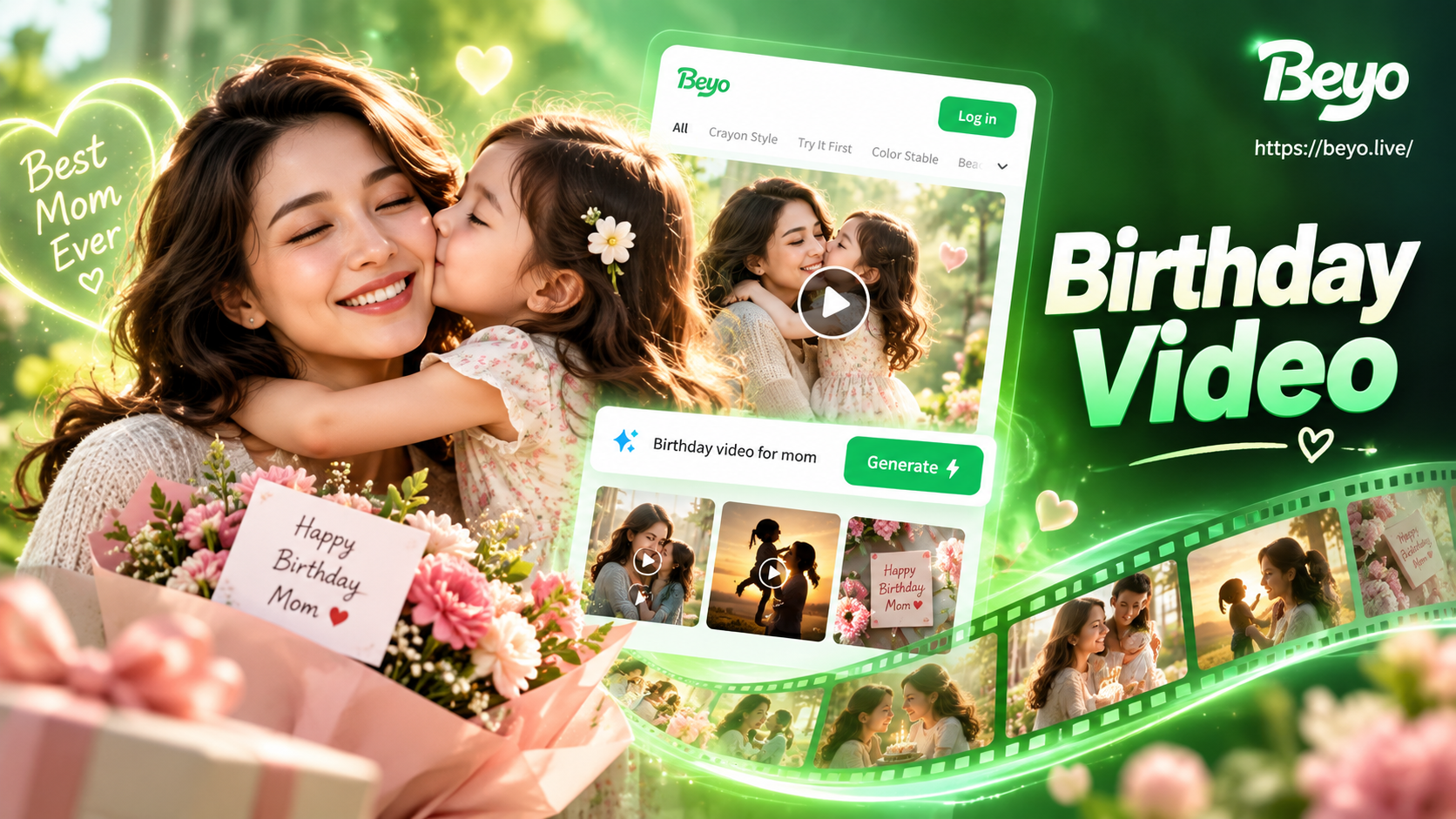 Video de cumpleaños conmovedor para mamá con fotos familiares