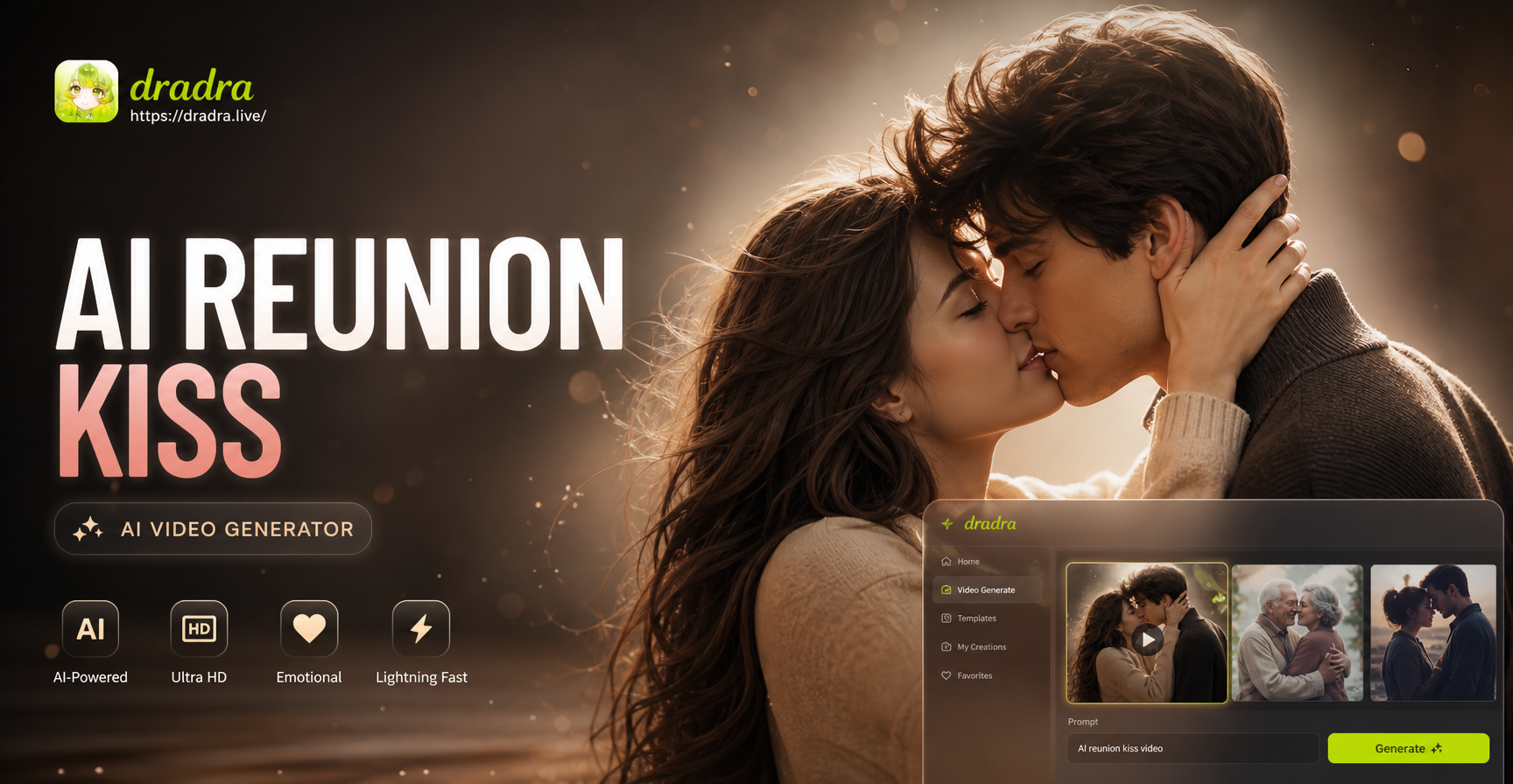 Recreate Emotional Moments: AI Kiss Video Generator