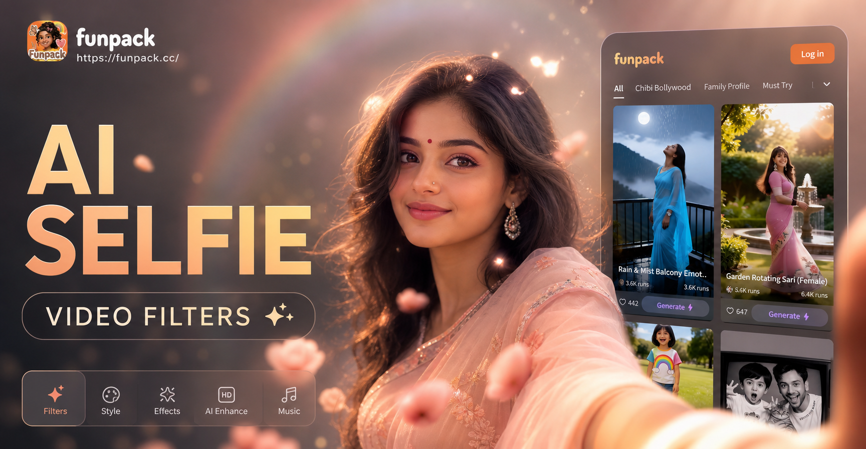 Aesthetic selfie video filter with soft dreamy pastel look