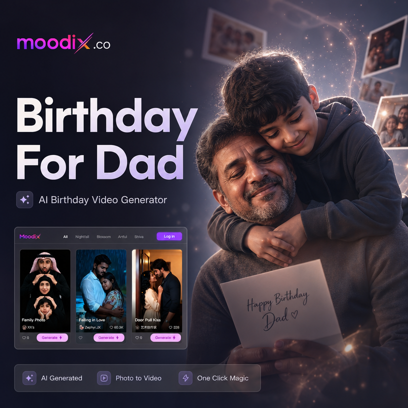 AI generated birthday video for dad with family photos