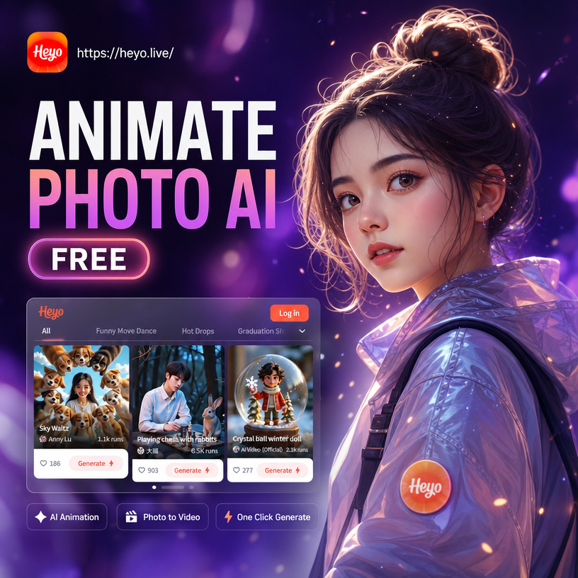 Before and after AI photo animation result